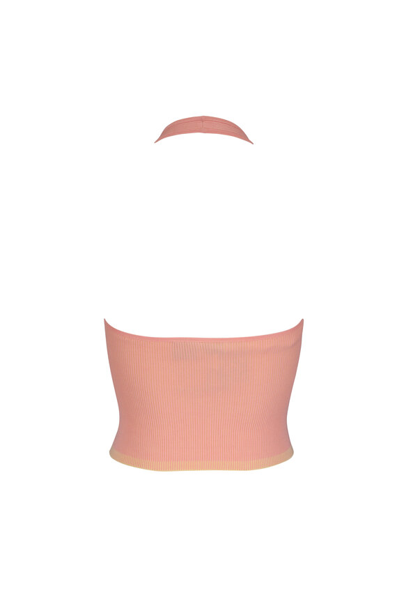 Loewe Pink & Yellow Anagram Ribbed Halter Top - view 4