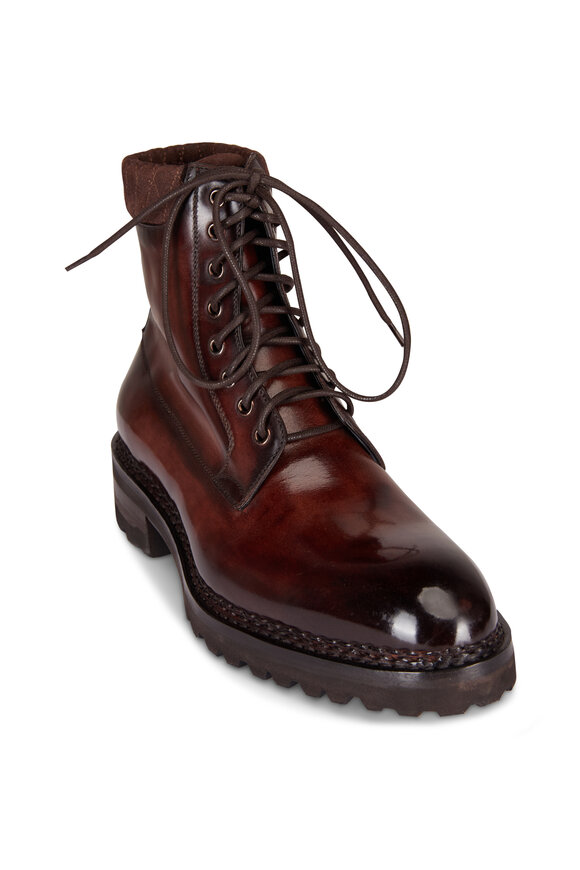 Di Bianco Torino Medium Brown Leather Lace Up Boot - view 1