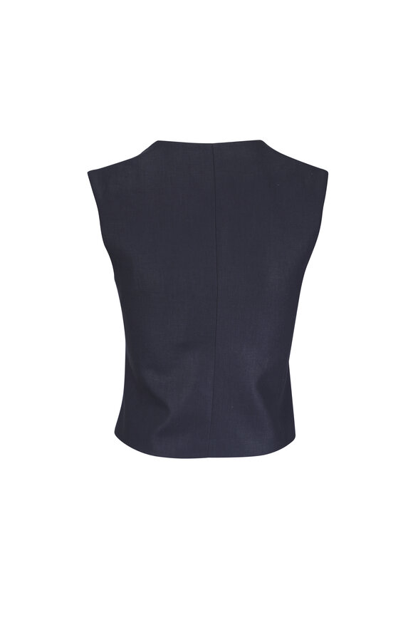 TWP Tyler Navy Linen Twill Vest - view 3