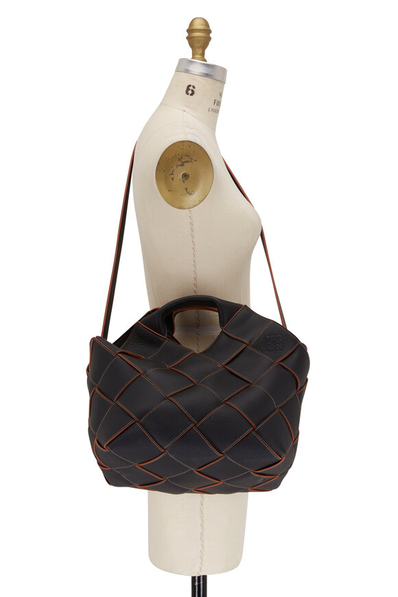 Loewe Black Tan Leather Woven Basket Bag Mitchell Stores