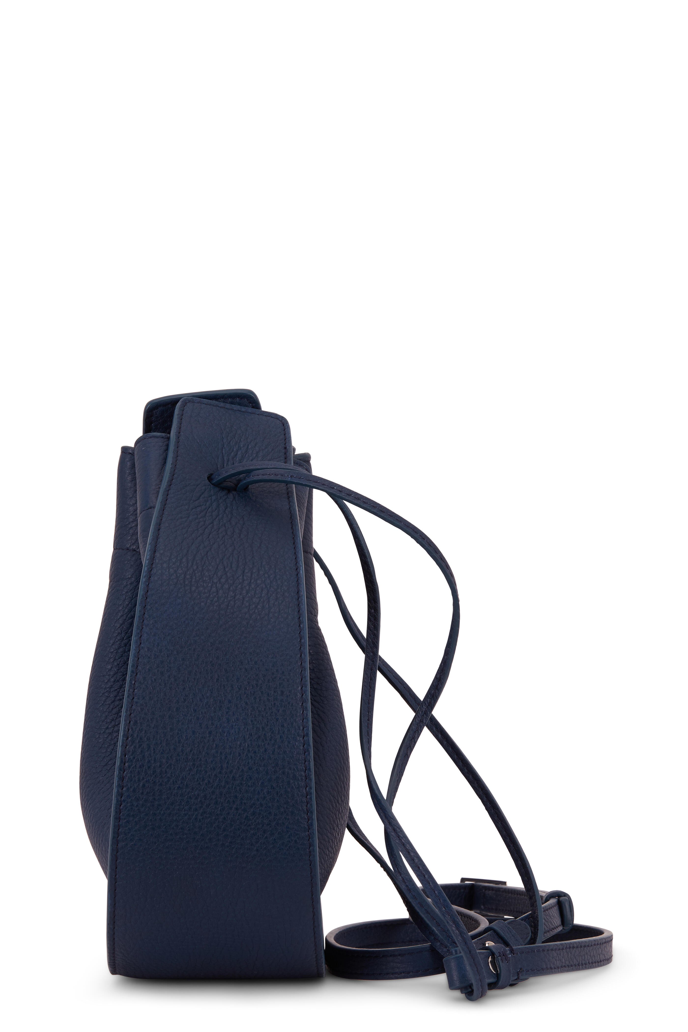The Row - Marine Blue Leather Small Drawstring Pouch