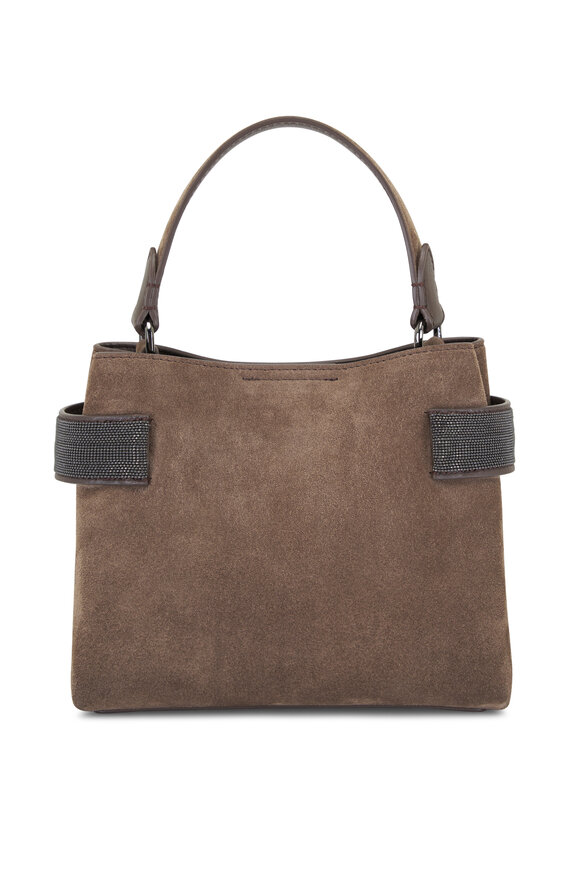 Brunello Cucinelli - Small Brown Suede Monili Side Tab Bag