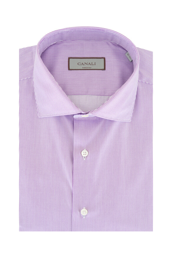 Canali Magenta Stripe Dress Shirt