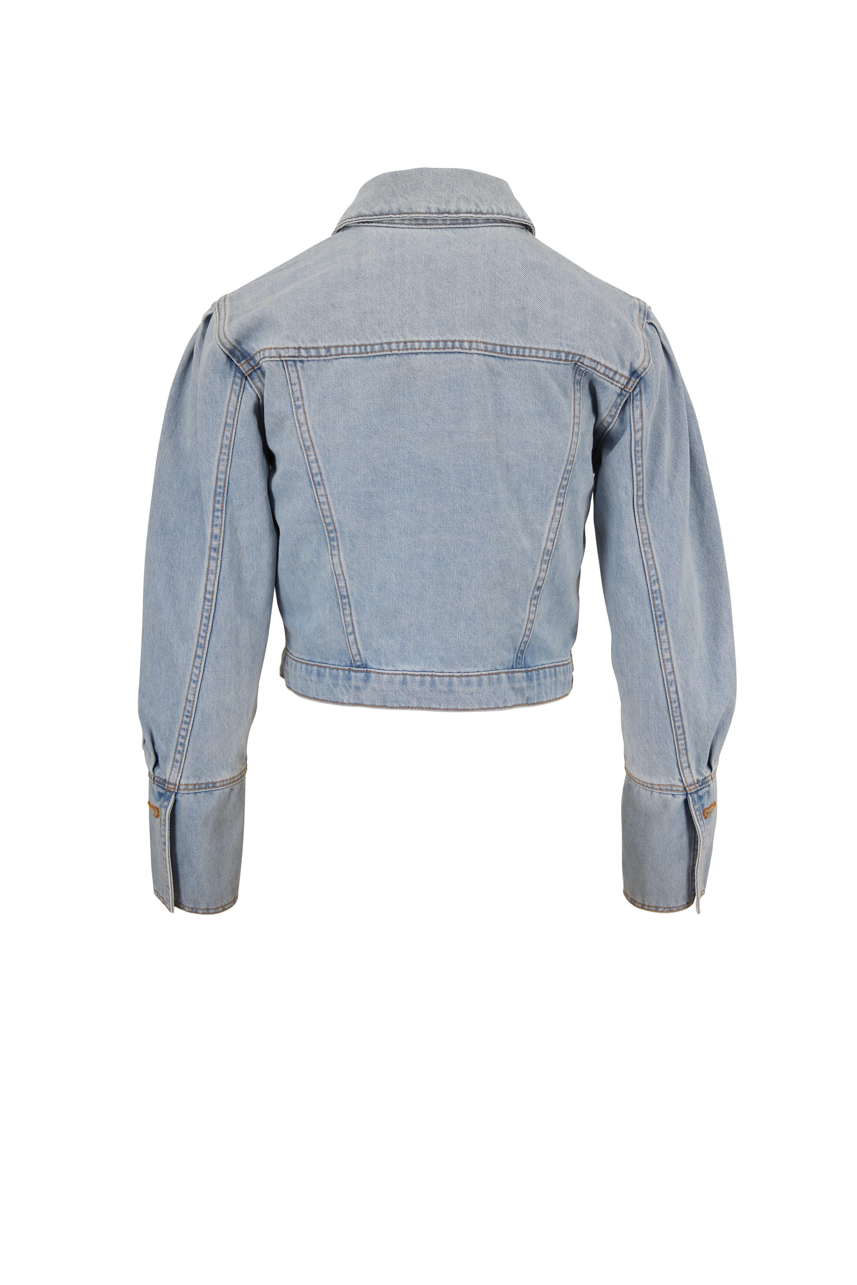 Veronica Beard - Bright Blue Pouf Sleeve Crop Denim Jacket