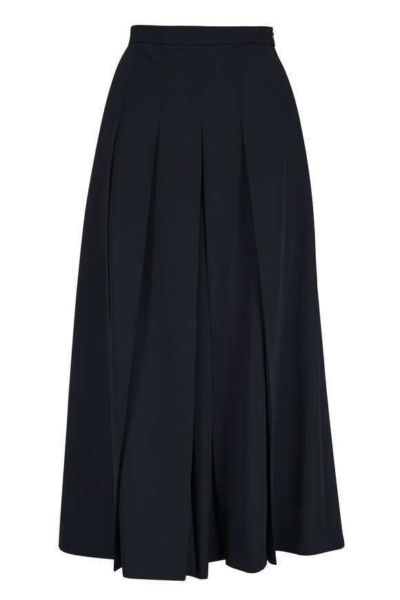 Akris Black Asymmetrical Pleated Front Midi Skort - view 1