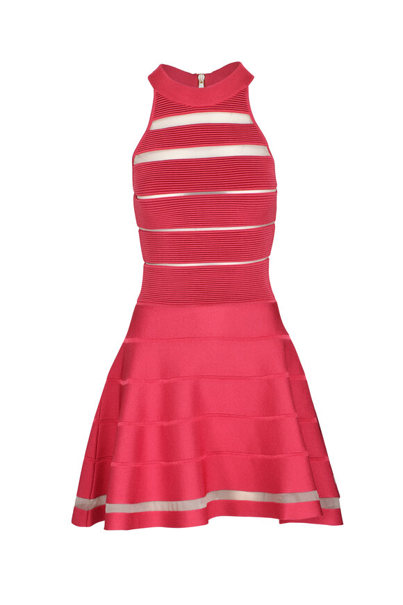 Balmain Stripe Knit Fit Flare Dress