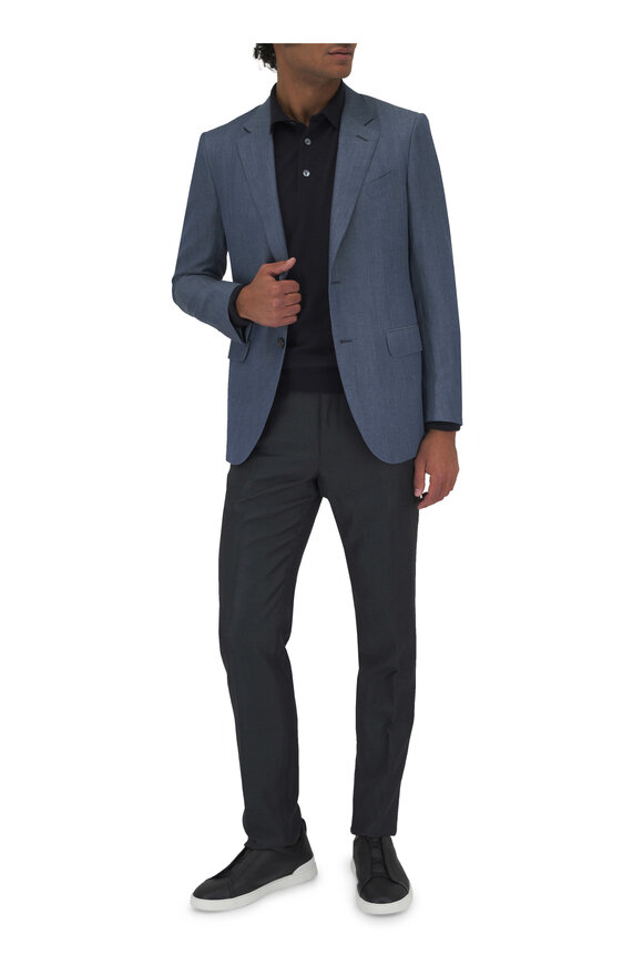 Zegna - Denim Blue Wool & Linen Sportcoat