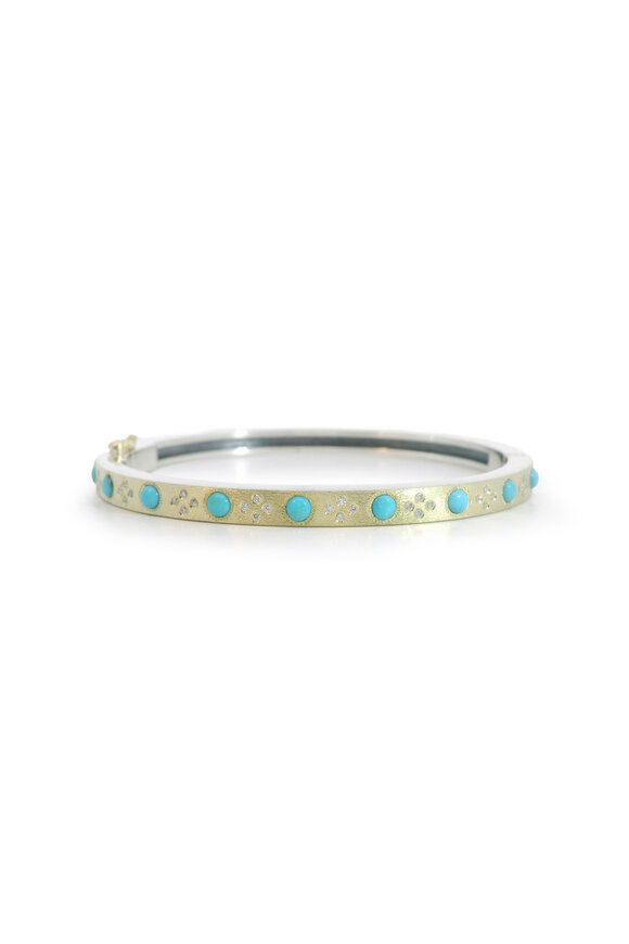 Rene Escobar Daphine Turquoise & Diamond Bangle Bracelet