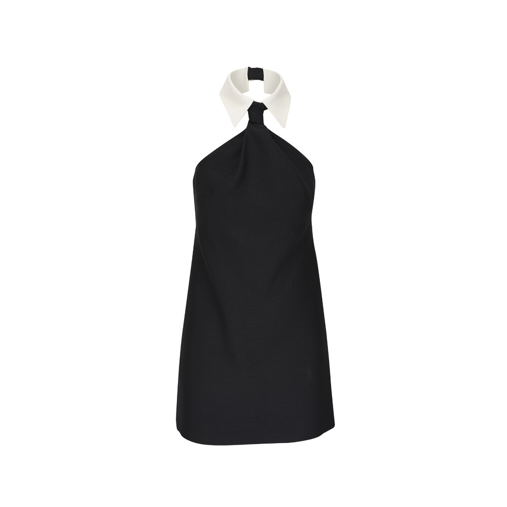 Miu Miu Halterneck Mini Bow Dress In Black