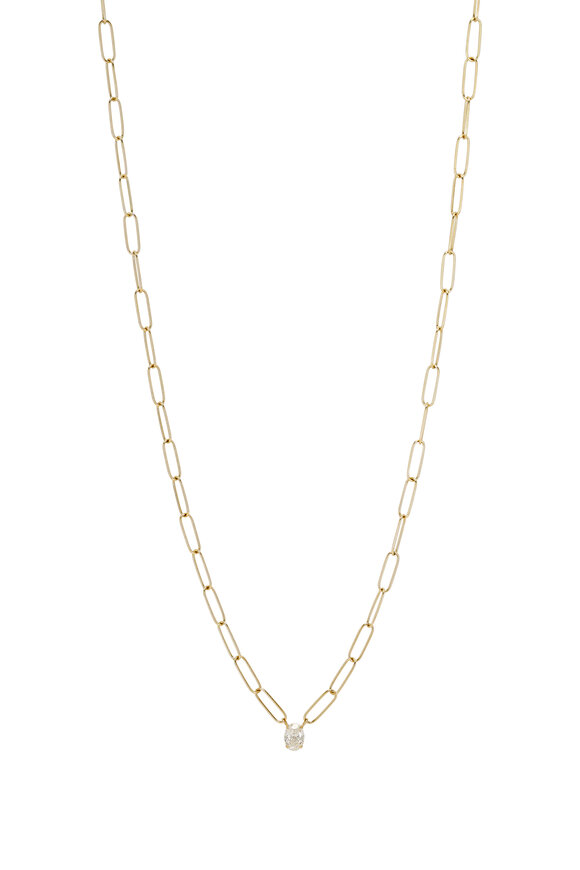 Kai Linz Yellow Gold Diamond Paperclip Chain Necklace