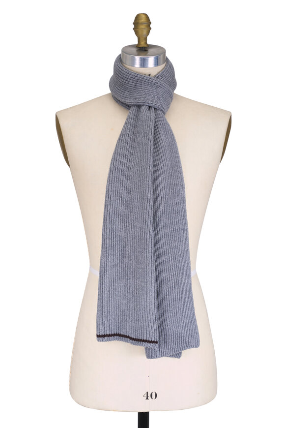 Maurizio Baldassari Light Gray Wool Knit Scarf