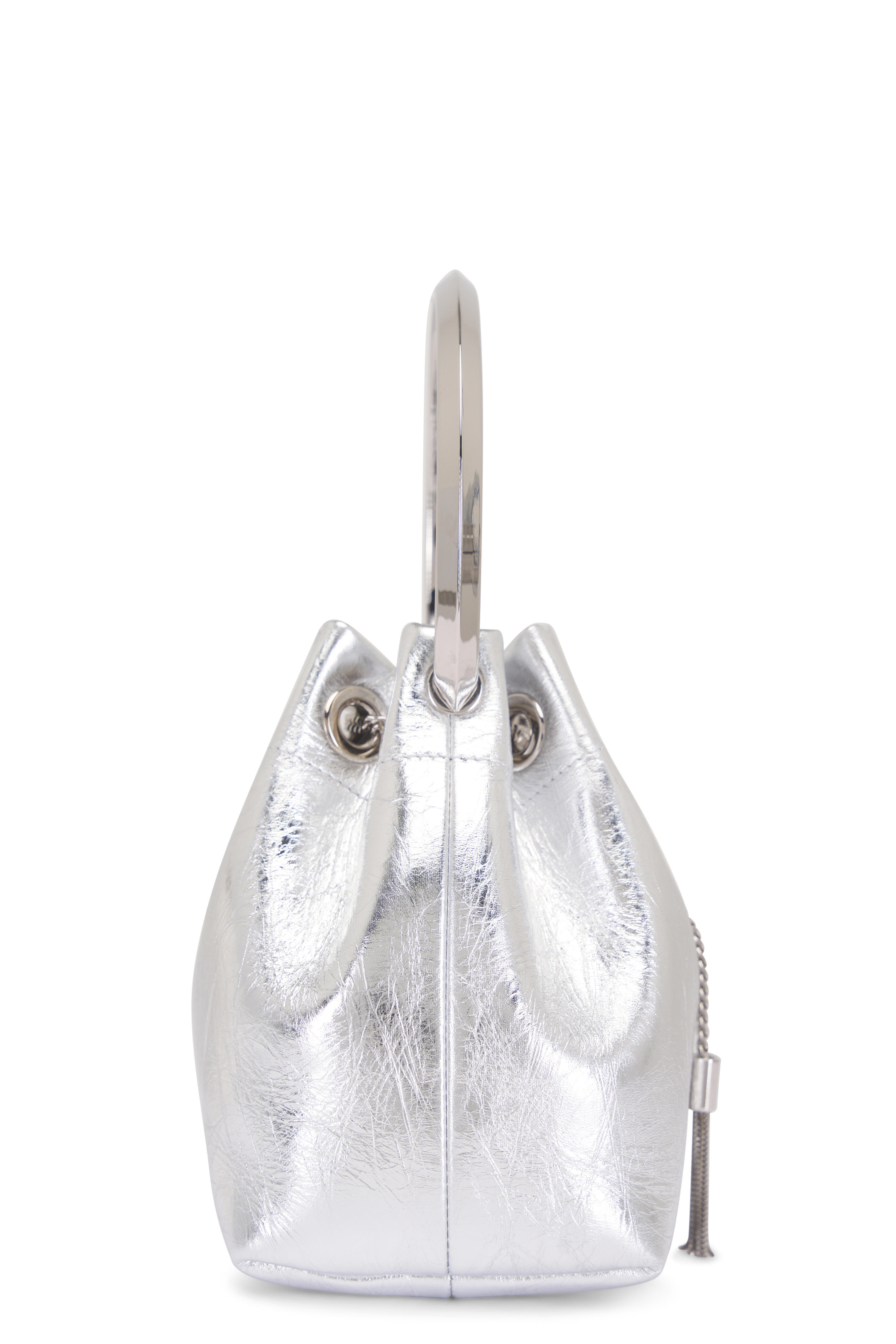 Jimmy Choo - Bon Bon Silver Metallic Top Handle Bucket Bag
