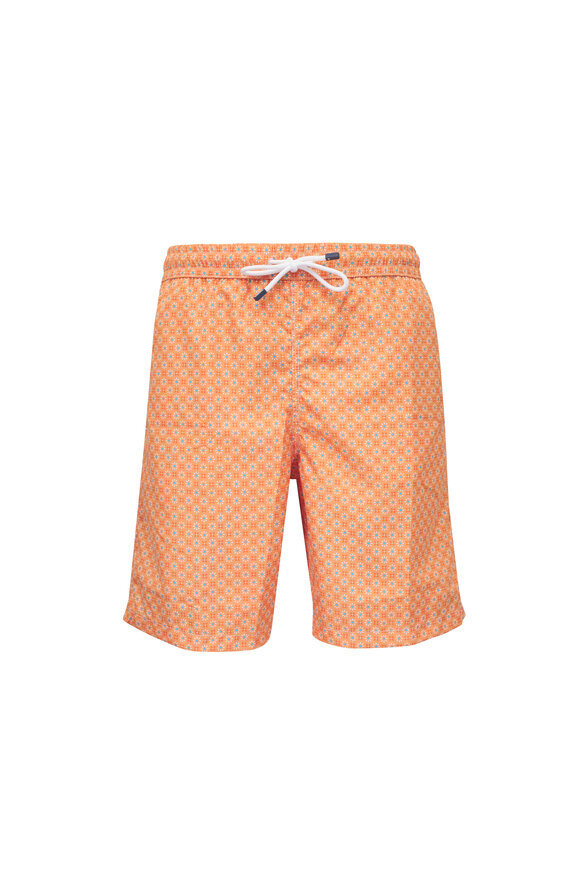 Fedeli Orange Floral Swim Trunks