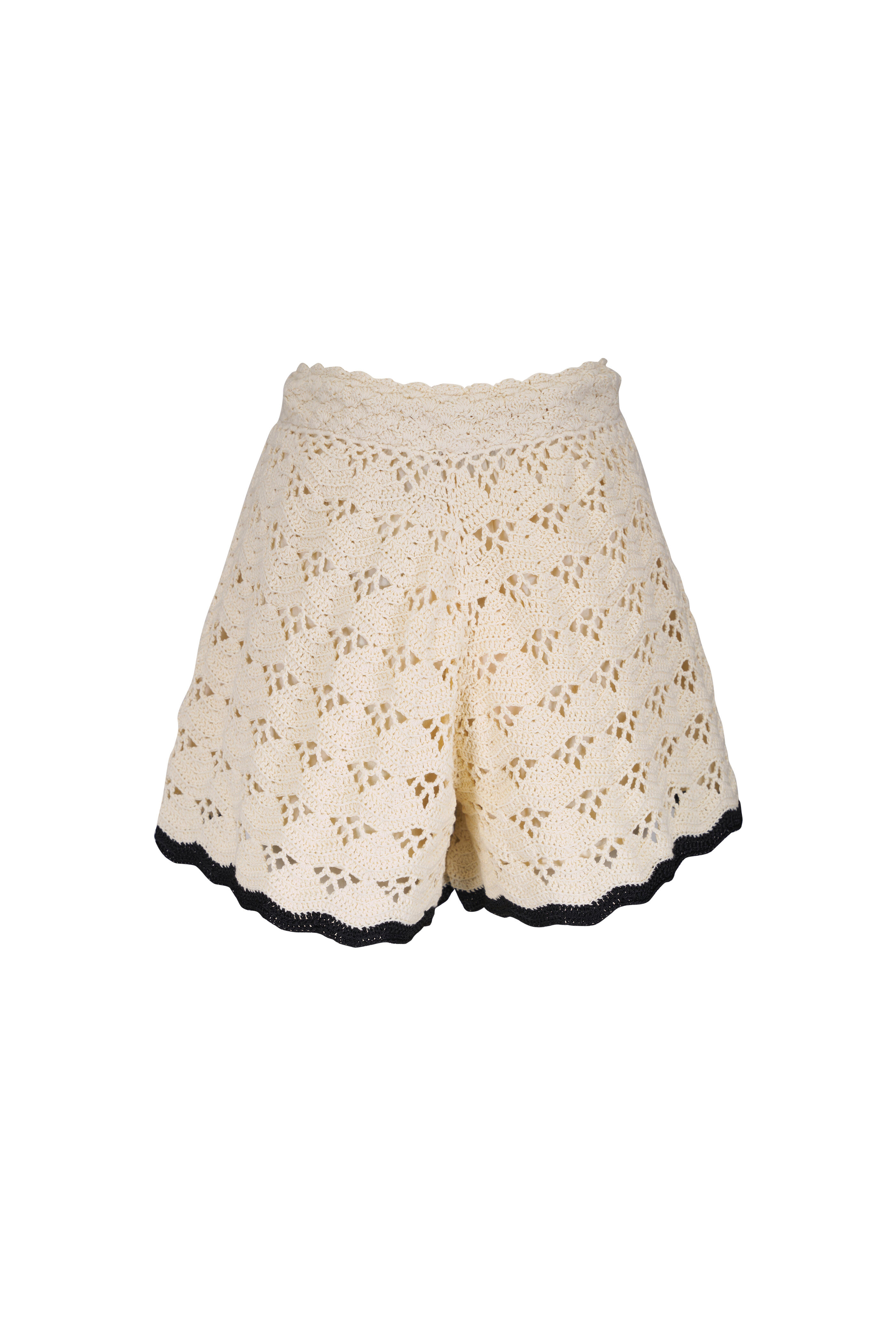 ショーツ ZIMMERMANN RHIANNON CROCHET SHORTS Zimmermann Rhiannon Crochet Short in Cream & Black | REVOLVE