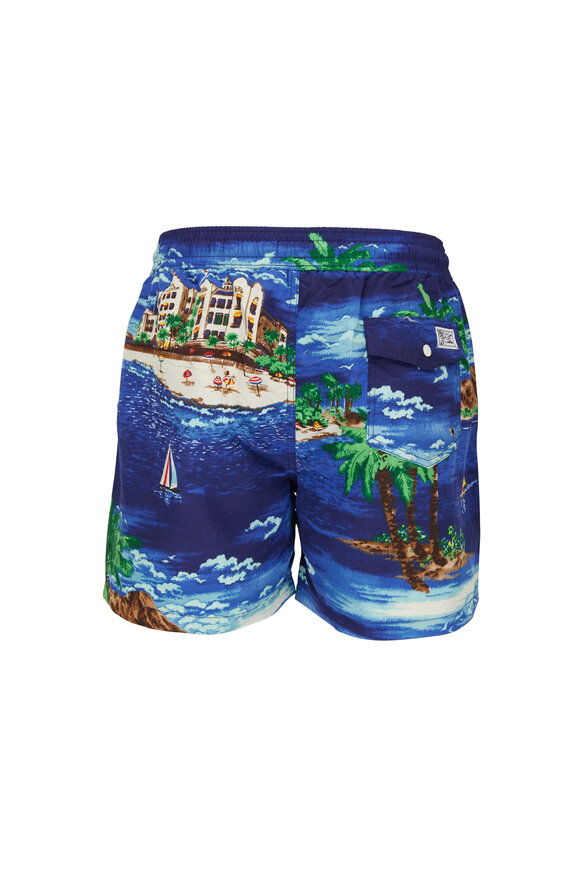Polo Ralph Lauren - Navy Blue Oceanside Print Swim Trunks