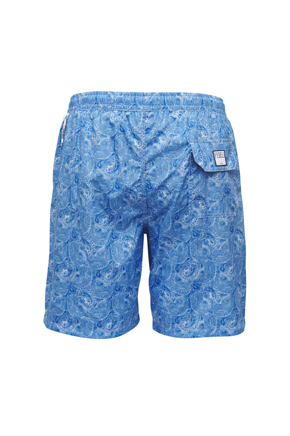 Fedeli - Blue Paisley Print Swim Trunks