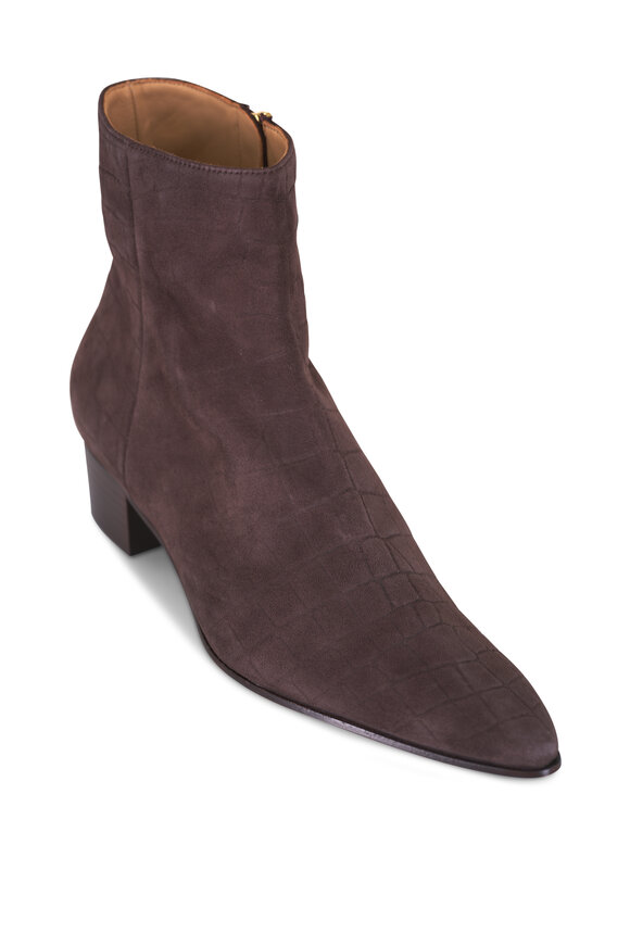 Arteana Brera Dark Brown Embossed Suede Bootie, 30mm - view 1