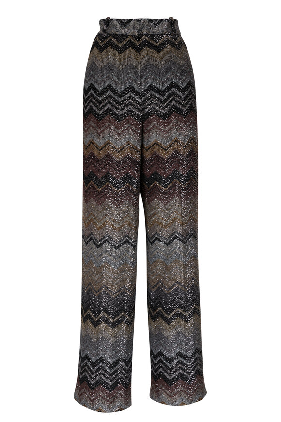 Missoni Black, Gold & Silver Zig Zag Paillete Pant 