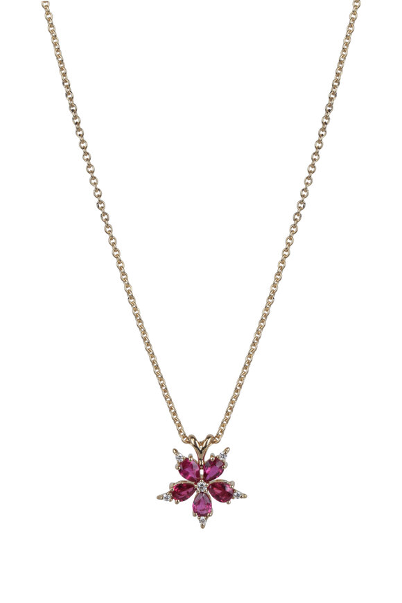Paul Morelli - 18K Yellow Gold Ruby Star Anise Pendant Necklace