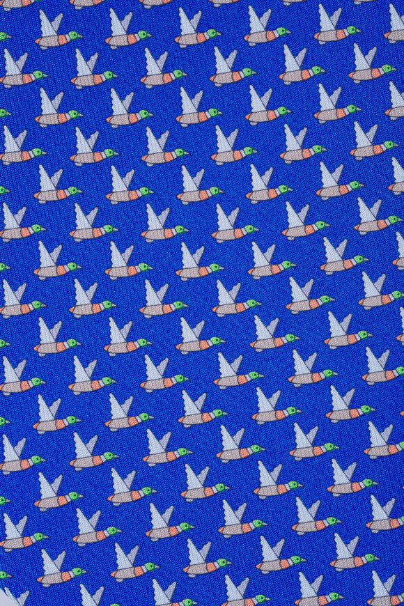 Ferragamo Light Blue Bird Print Silk Necktie - view 2