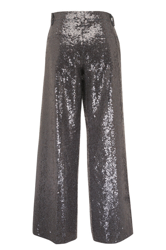 Brunello Cucinelli Dark Gray Wool Flannel Paillette Pant - view 3