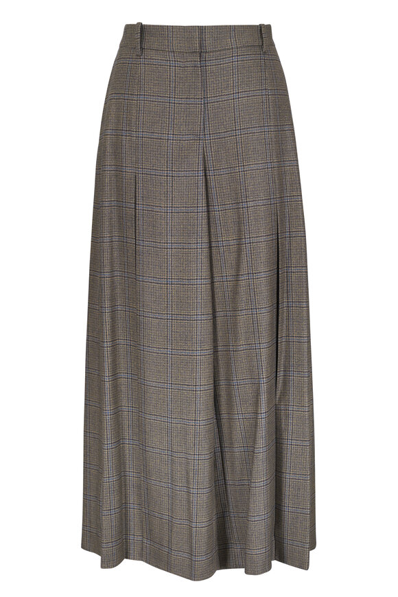 Lafayette 148 New York Carmine Olive Glen Plaid Wool Culotte - view 1