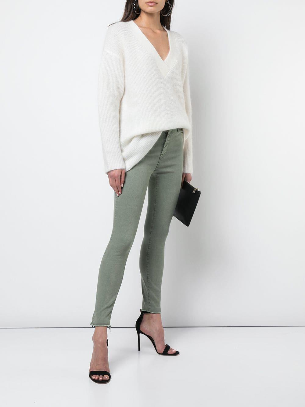 Mother - The Looker Army Green High-Rise Ankle Fray Jean