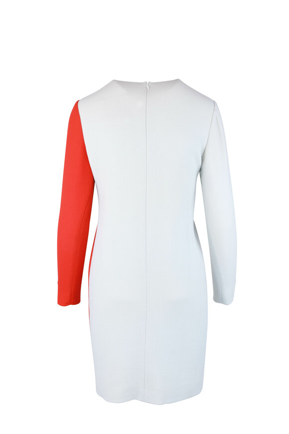 Olivine Gabbro - Light Sea & Red Contour Long Sleeve Dress