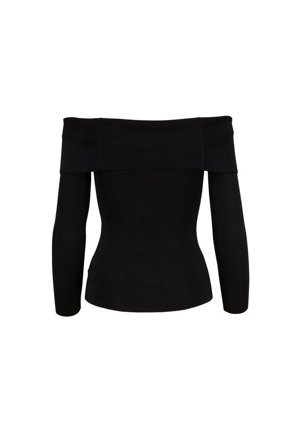 L'Agence - Skye Black Knit Off-The-Shoulder Top | Mitchell Stores