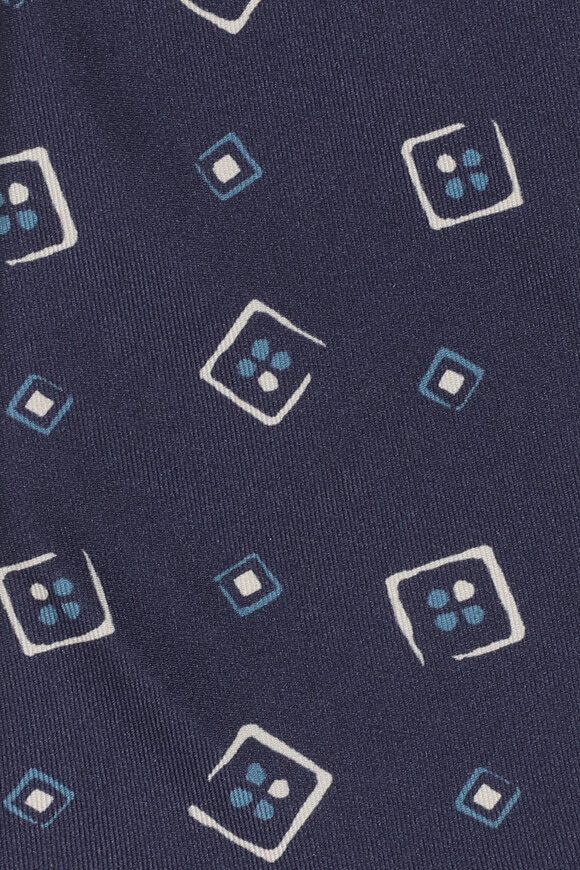 Geoff Nicholson Navy & White Large Geometric Silk Necktie - view 2