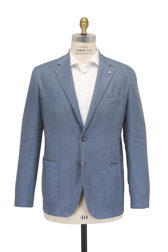 L.B.M. 1911 Tonal Blue Linen & Cotton Sportcoat - view 4