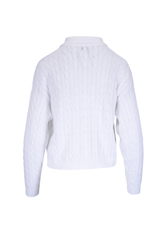 Brunello Cucinelli - White Diamante Cable Knit Polo