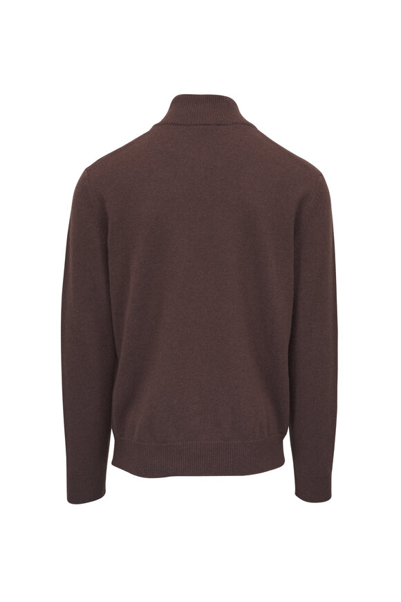Brioni Mahogany Cashmere Quarter Button Sweater - view 4