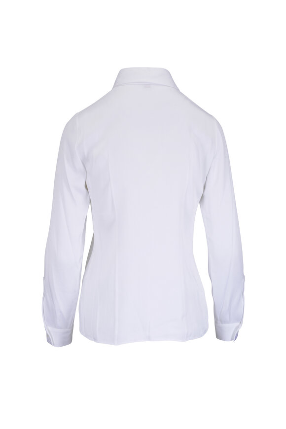Michael Kors Collection Hansen Optic White Charmeuse Button Up Shirt - view 2