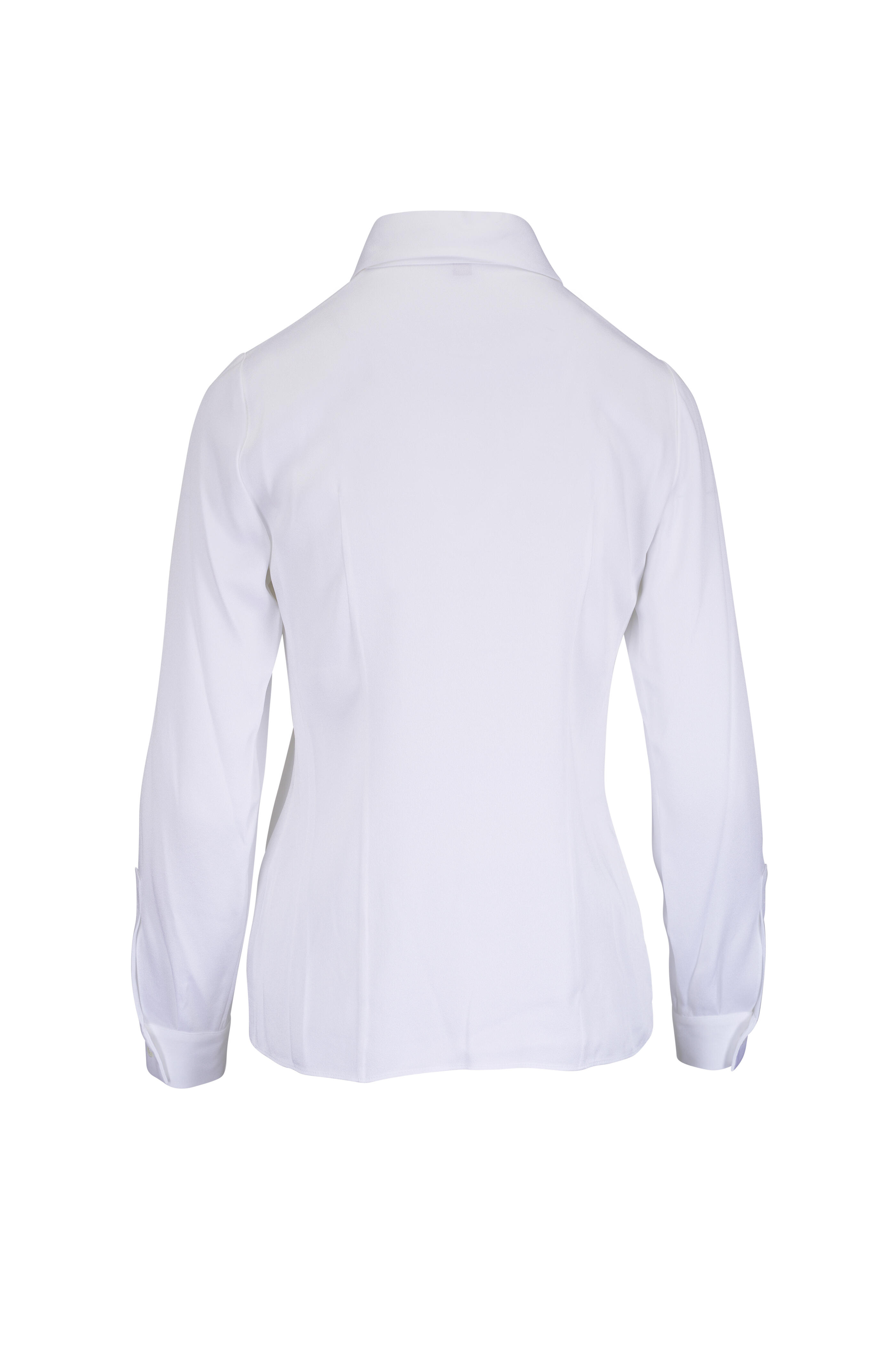 Michael Kors Collection - Hansen Optic White Charmeuse Button Up Shirt - view 2