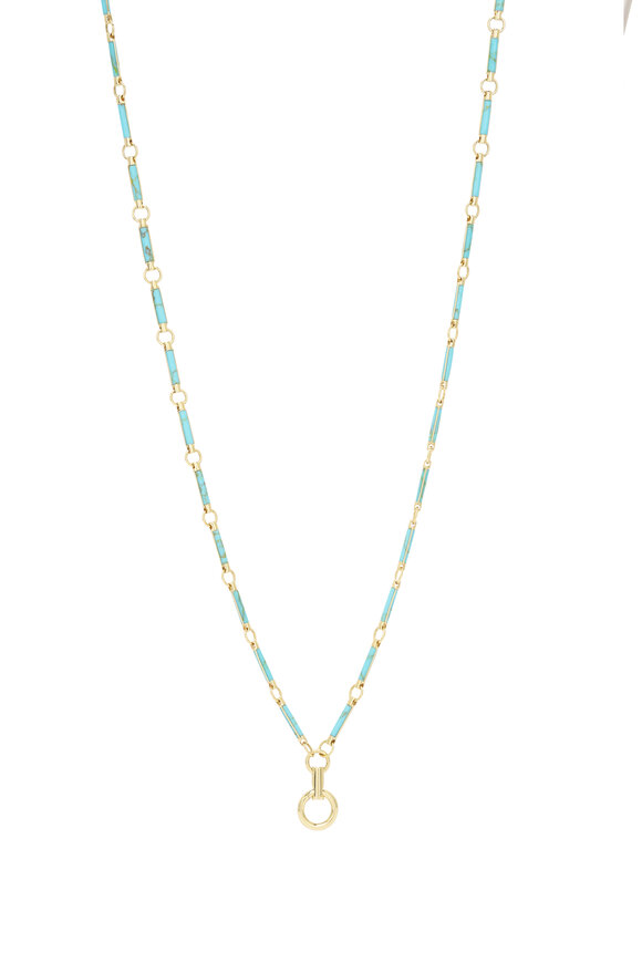 Foundrae Turquoise Hanging Clockweight Chain Necklace