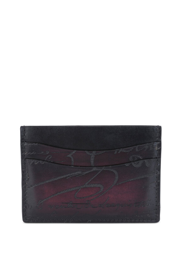 Berluti - Bambou Burgundy Engraved Leather Card Holder 