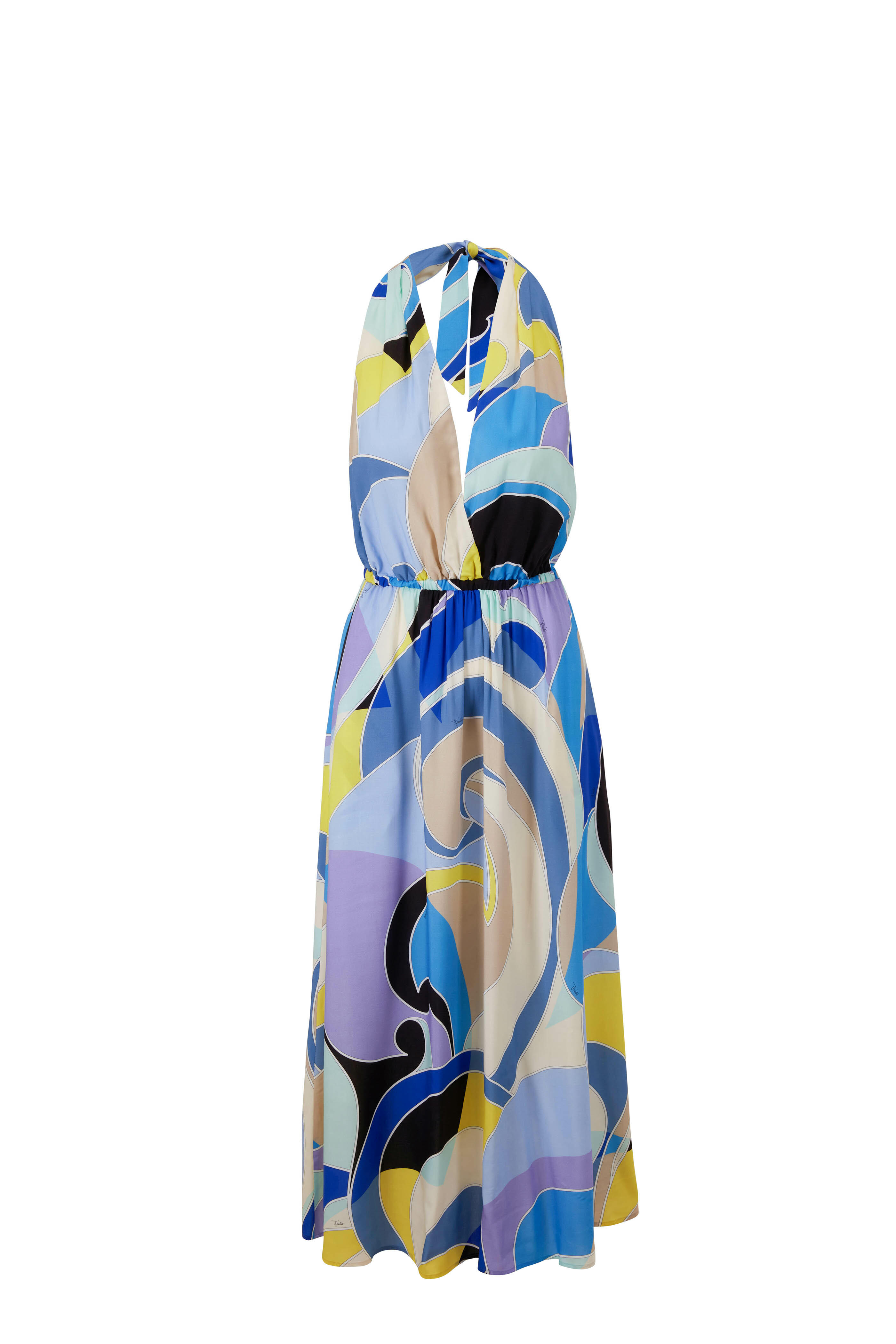 Pucci - Blue Quirimbas Print Halter Dress