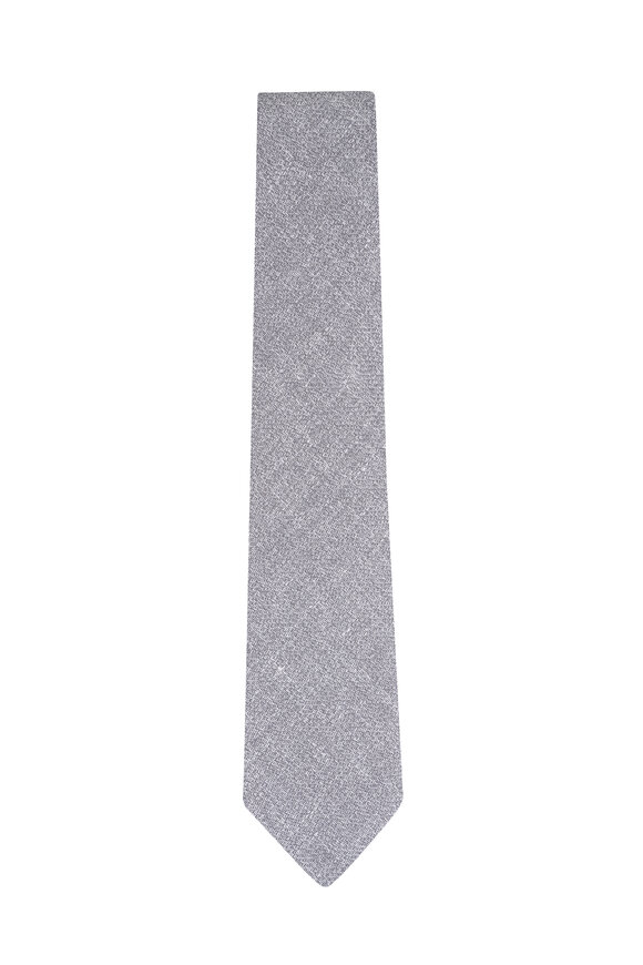 Paolo Albizzati Gray Mélange Linen, Silk & Cotton Necktie