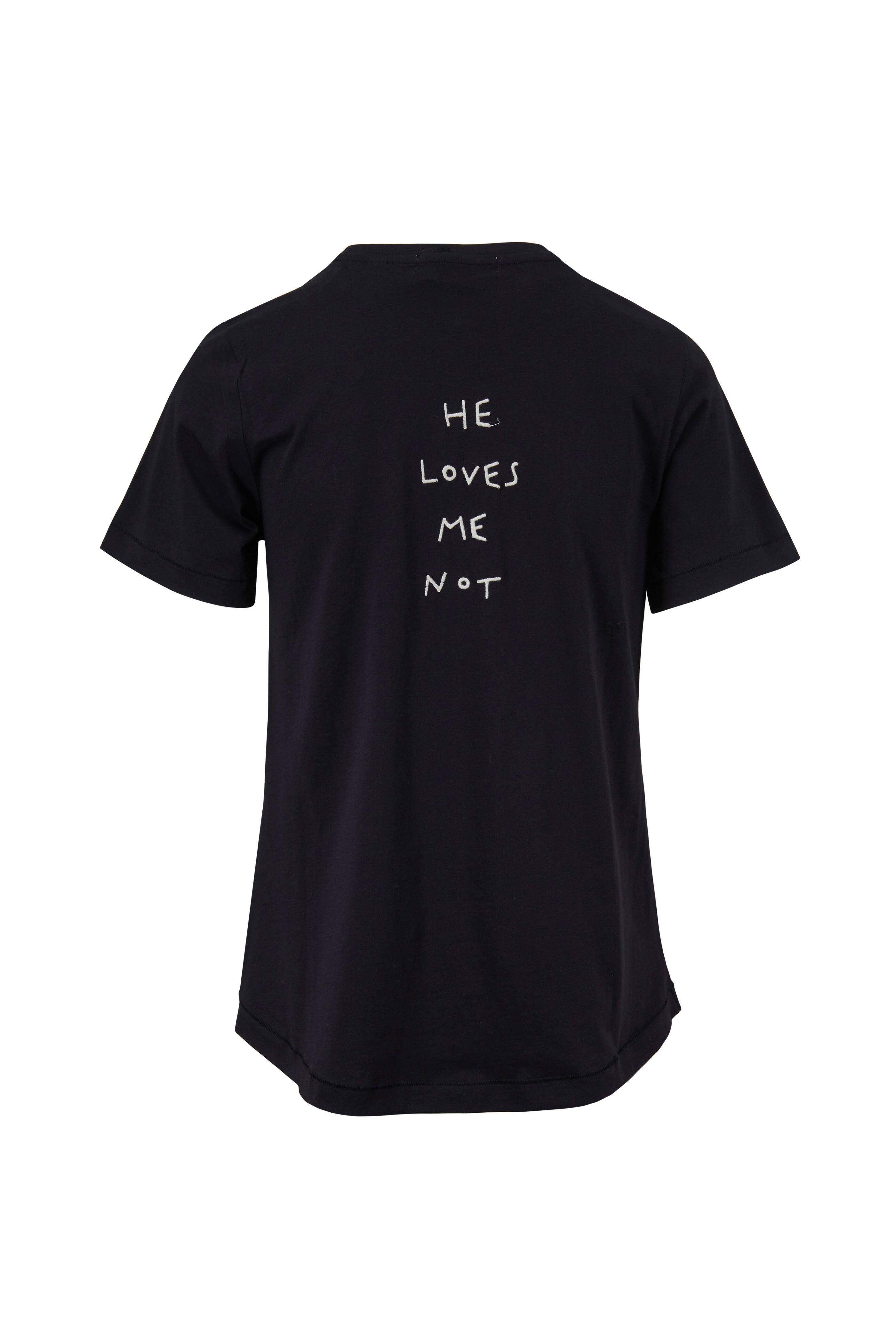 Chinti & Parker - Black "He Loves Me, He Loves Me Not" T-Shirt