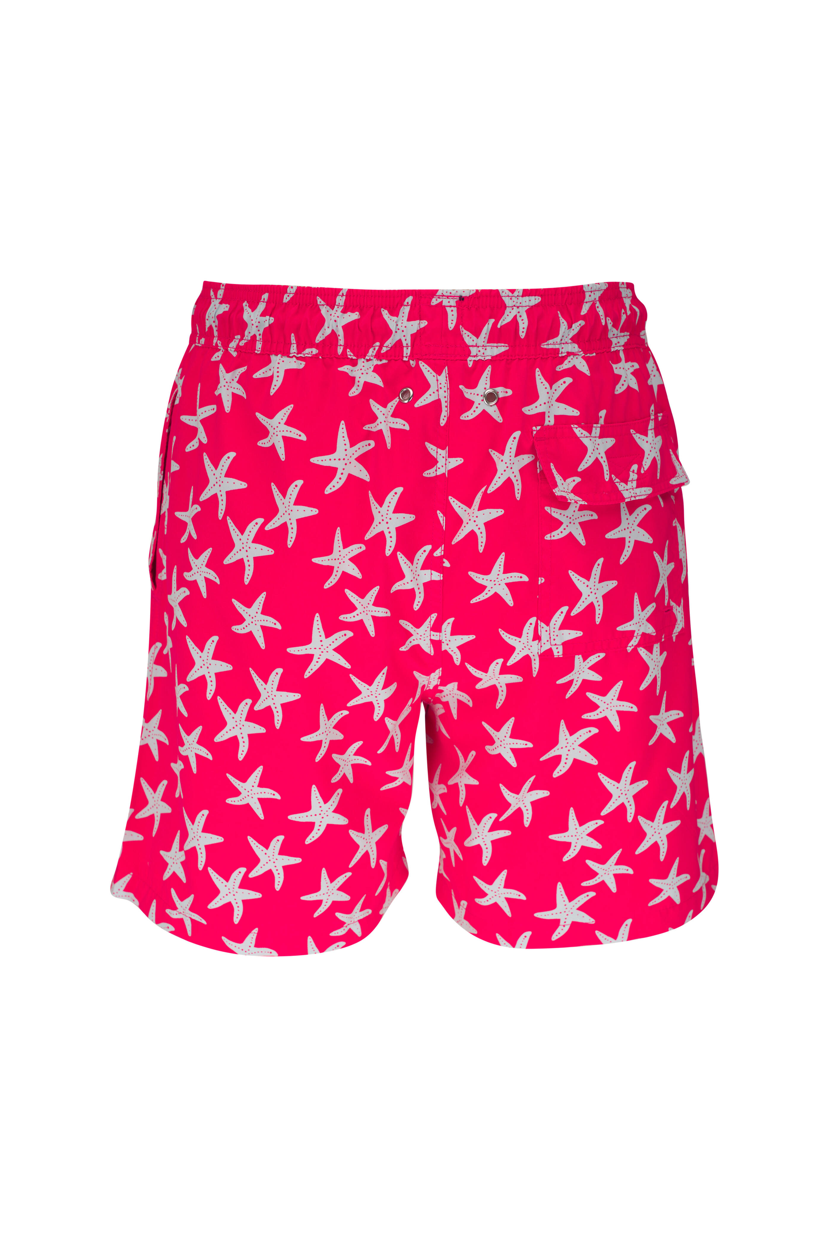 Tom & Teddy - Rose & Gray Starfish Print Swim Trunks