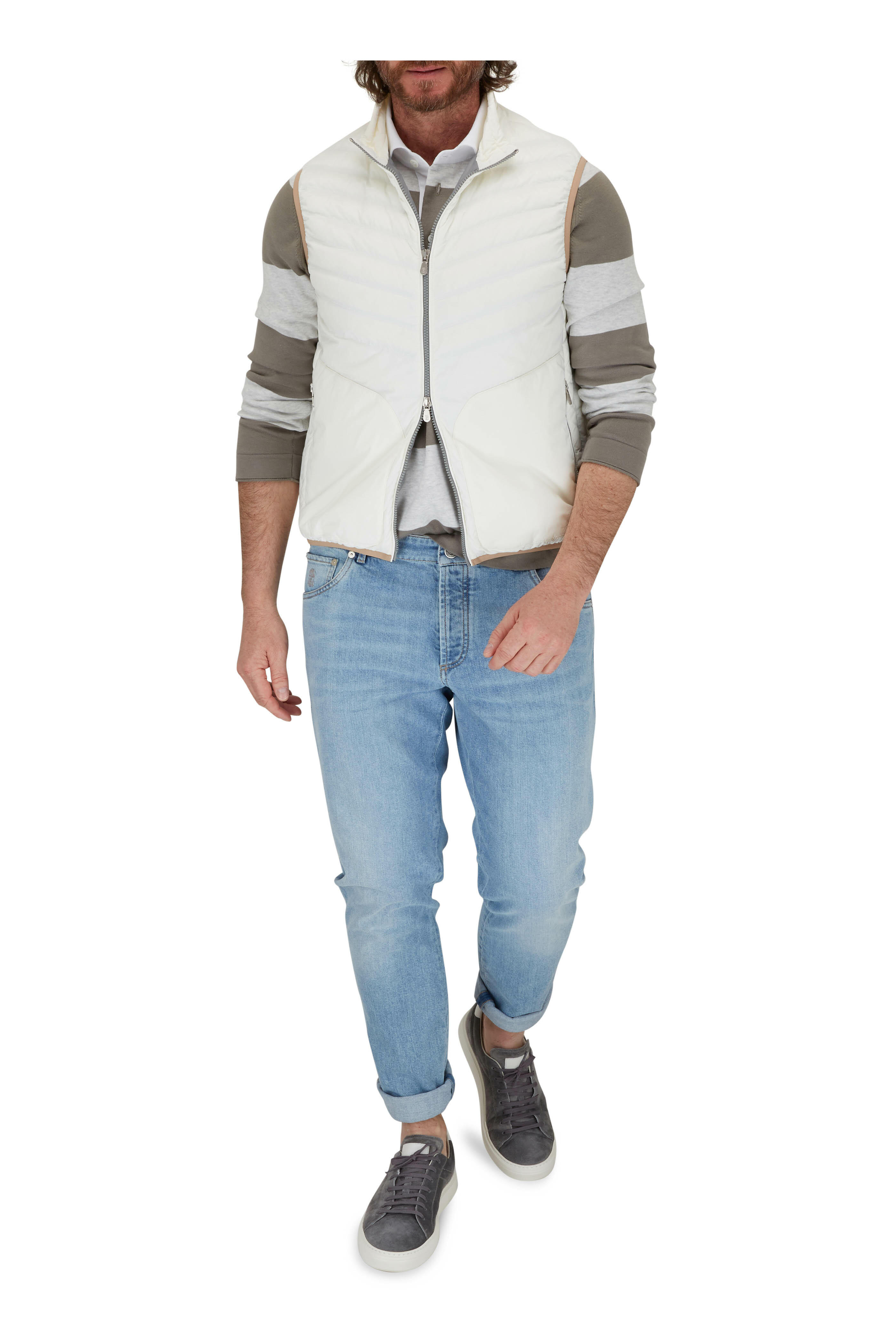 Brunello Cucinelli - White Nylon Padded Vest | Mitchell Stores