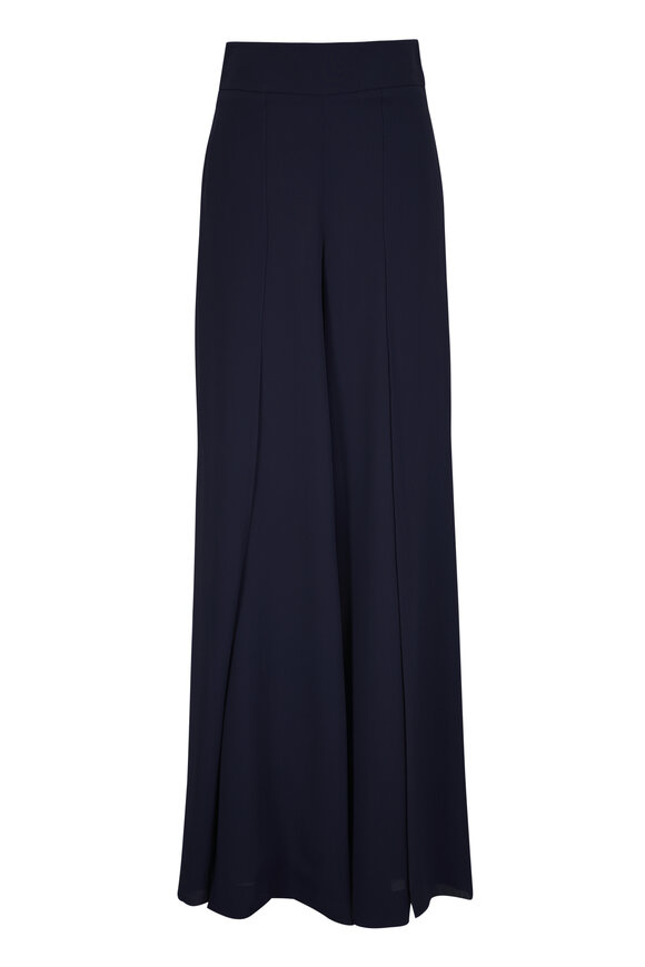 Akris Fellia Navy Silk Wide Leg Pant