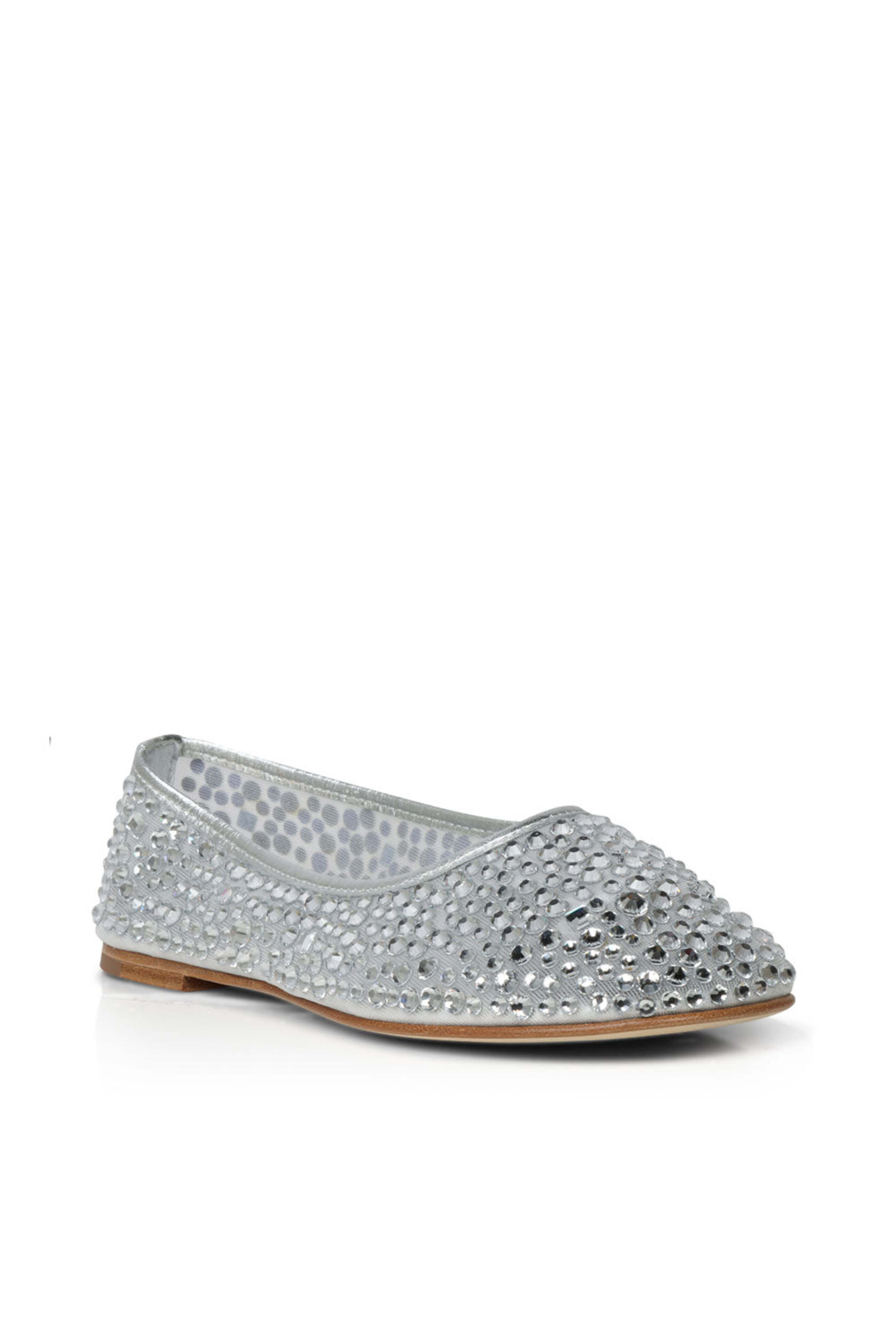 Dear Frances - Balla Large Crystal Ballet Flat in Silver
