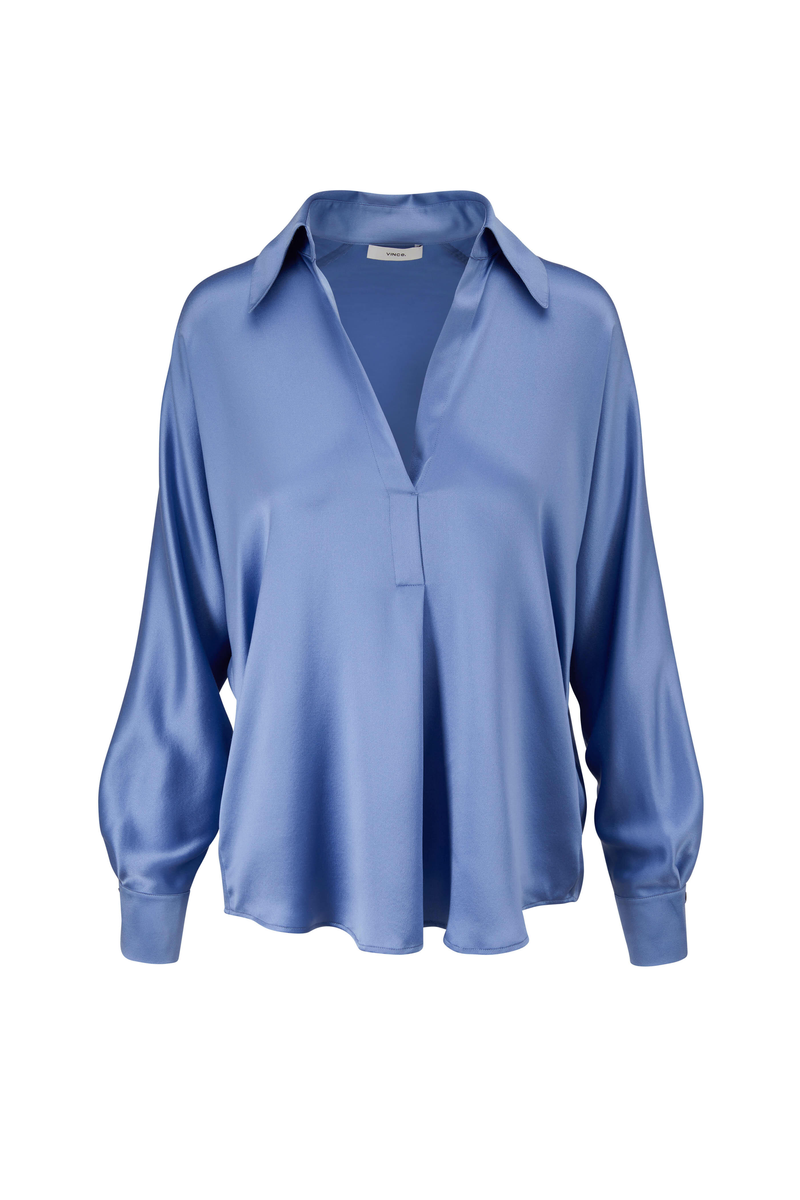 Vince - Kyanite Silk Shaped Collar Popover | Mitchell Stores