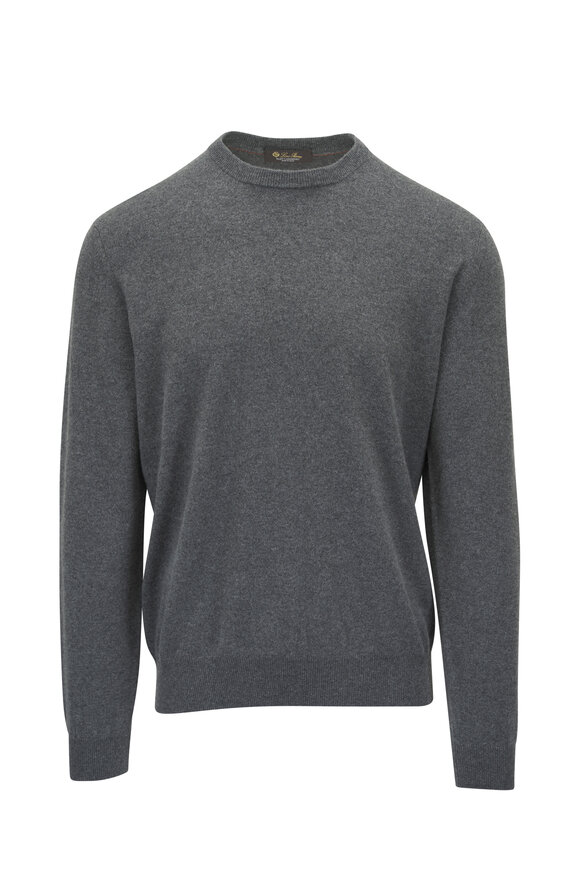 Loro Piana Gray Baby Cashmere Crewneck Sweater