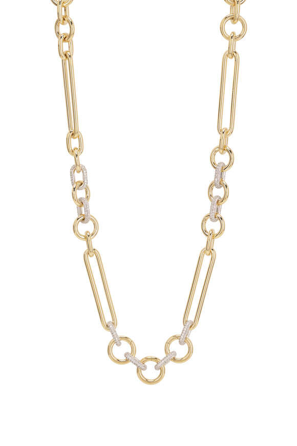 Foundrae Oversized Pavé Mixed Chain Necklace