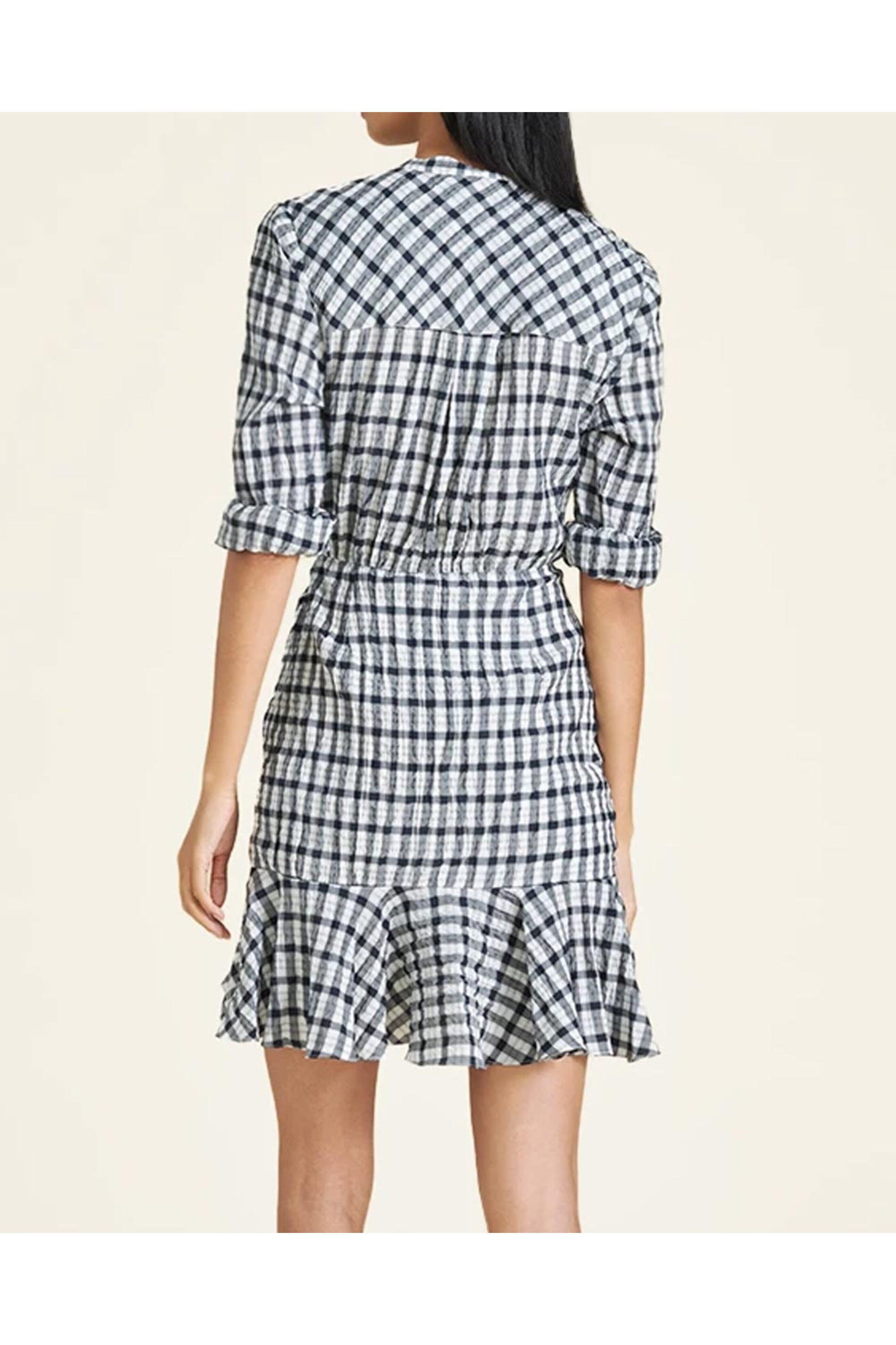 Veronica Beard - Navy Crinkle Plaid Sherry Mini Dress