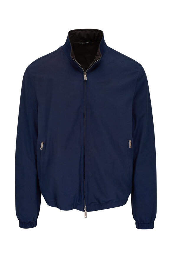 Zegna - Dark Blue Nubuck Reversible Jacket 