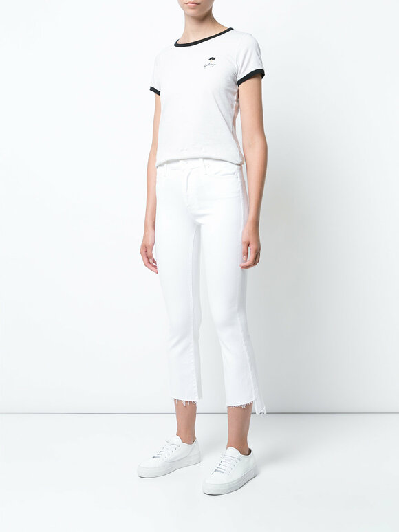 Mother - White Insider Crop Step Fray Jean 